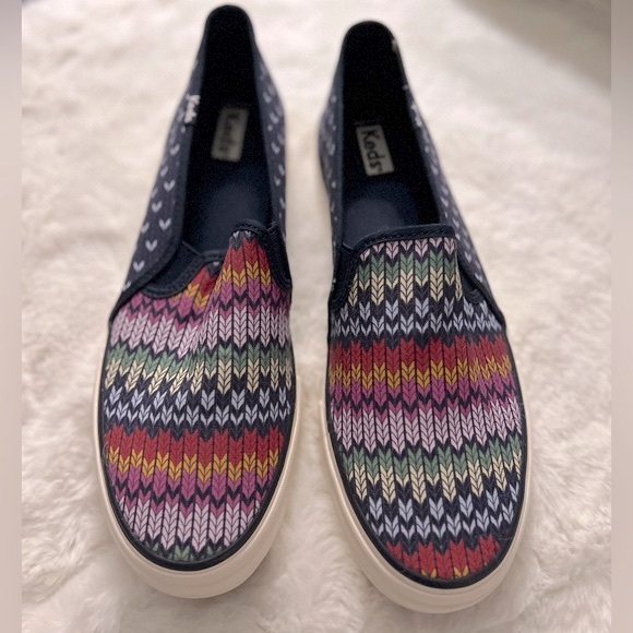 NEW Keds Double Decker Fair Isle Slip on sneakers size WM 11 Navy - Picture 5 of 13
